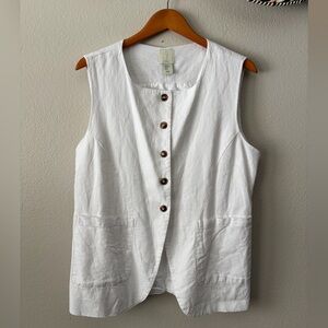 Joie Linen Blend Button Up Vest Top White Women’s Extra Large XL